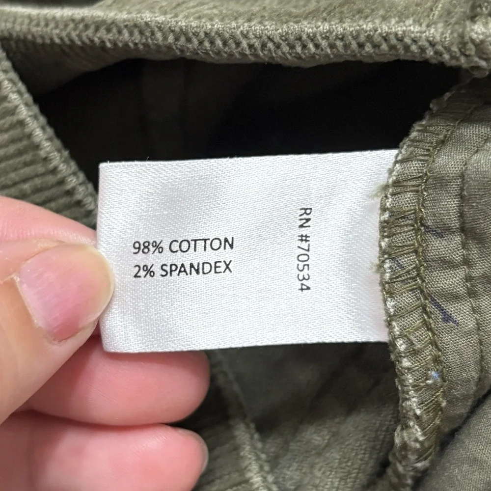 Orvis Corduroy Ultra Wide Leg High Waisted Pants Women's 16 Tarragon Green